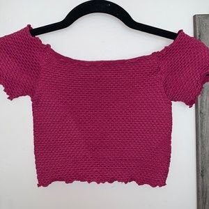 Forever 21 Magenta Off the Shoulder Crop Top
